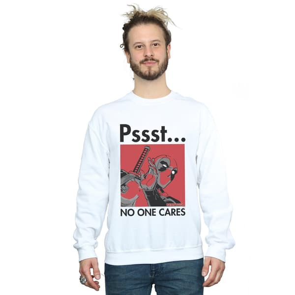 Marvel Herr Deadpool No One Cares Sweatshirt XXL Vit White XXL