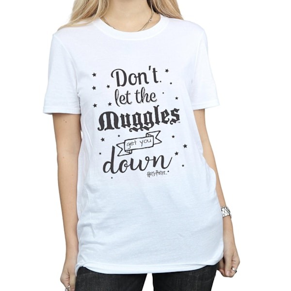 Harry Potter Dam/Kvinnor Låt Inte Muggarna Bomull Pojkvän White M