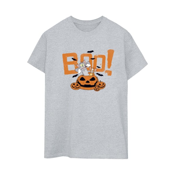Tom & Jerry Dam/Damer Halloween Boo! Bomull Boyfriend T-shirt Sports Grey L