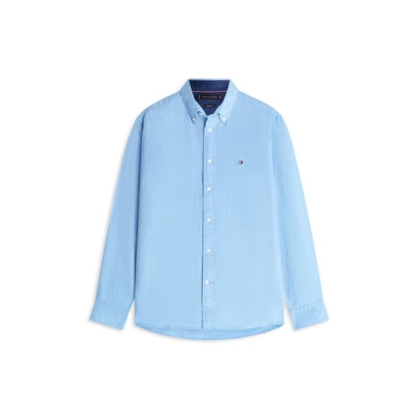 Tommy Hilfiger Herrskjorta i linne med broderad logotyp S Blå Blue S