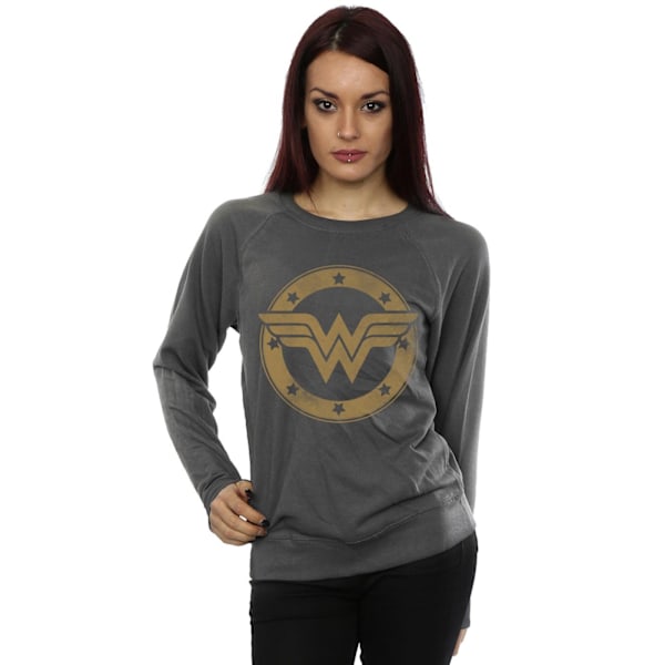 DC Comics Dam/Kvinnor Wonder Woman Shield Sweatshirt M Charco Charcoal M