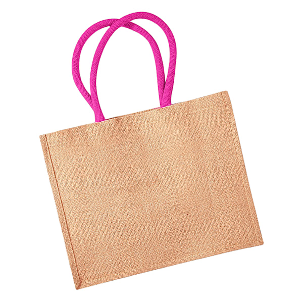 Westford Mill Classic Jute Shopper Bag (21 liter) (2-pack) Natural/Fuchsia One Size