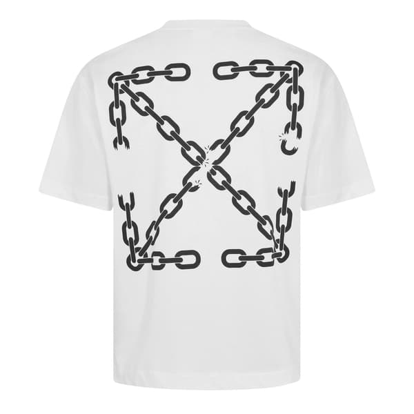 Off White T-shirt med kedjetryck för män S Vit White S
