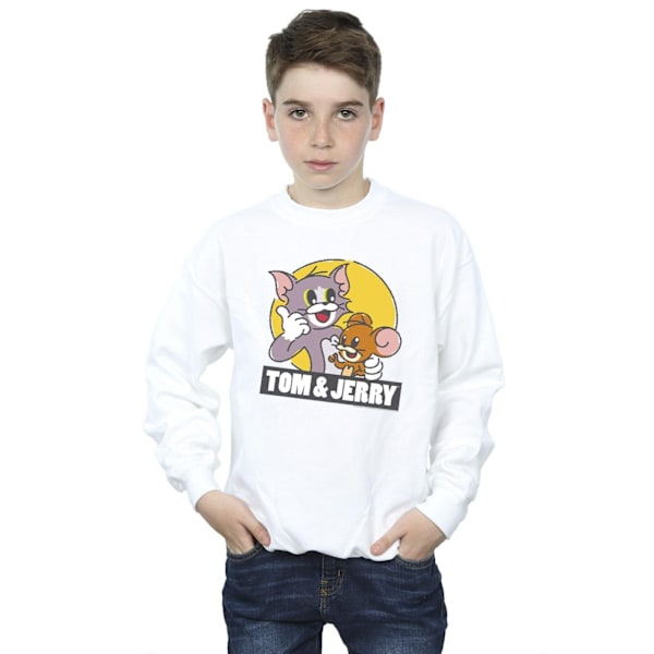 Tom And Jerry Boys Sketch Logo Sweatshirt 3-4 År Vit White 3-4 Years