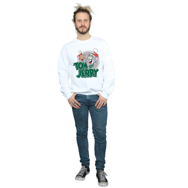 Tom And Jerry Herr Julhälsningar Sweatshirt 3XL Vit White 3XL