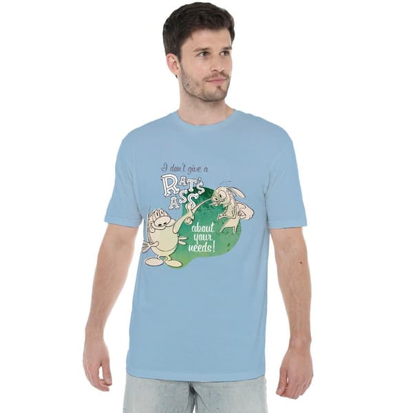 Ren & Stimpy Herr I Don´t Care About Your Needs! T-Shirt L Ljus Light Blue L