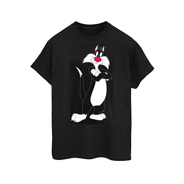 Looney Tunes Dam/Damer Sylvester Korsa Armar Bomull Pojkvän Black M