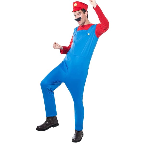 Super Mario Herrdräkt Set M Blå/Röd Blue/Red M