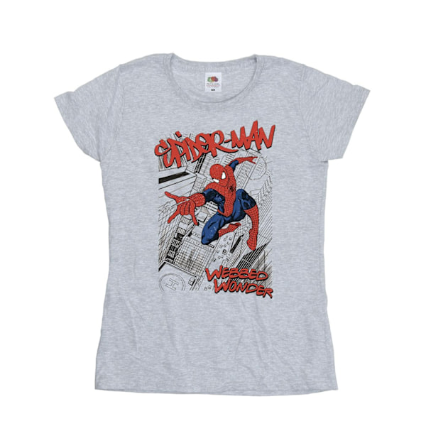 Marvel Dam/Kvinnor Spider-Man Sketch City Bomull T-shirt S Sp Sports Grey S