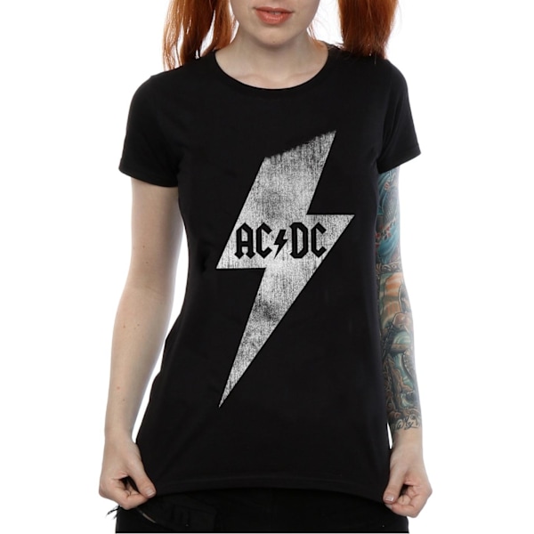 AC/DC Dam/Kvinnor Blixt Bult Bomull T-shirt XS Svart Black XS