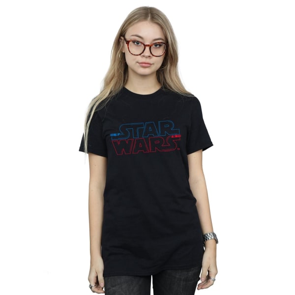 Star Wars Ljussabel för dam/dam med logotyp bomull pojkvän T-Shir Black 5XL