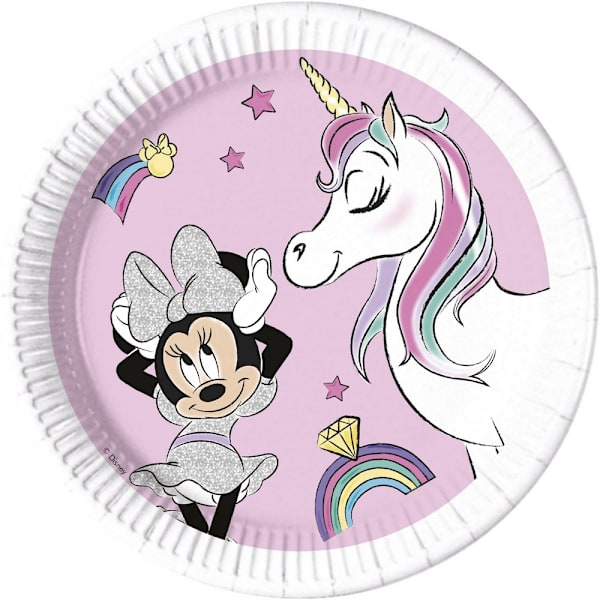Disney Minnie Mouse Unicorn Dreams Papperstallrik (Förpackning om 8) En Pink/White One Size