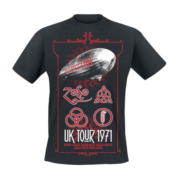 Led Zeppelin Unisex Adult UK Tour 1971 T-shirt XXL Svart Black XXL