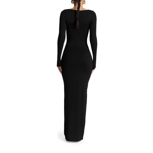 Naked Wardrobe Dam Polyester Fyrkantig Hals Maxiklänning L Black L