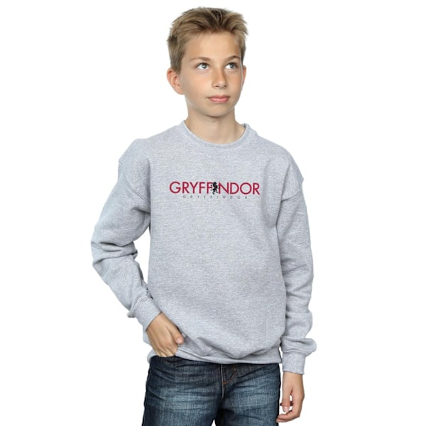 Harry Potter Pojkar Gryffindor Text Sweatshirt 7-8 År Sport Grå Sports Grey 7-8 Years