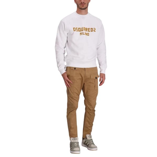 DSquared2 Herr Milano Logo Cool Fit Sweatshirt S Vit/Ockra White/Ochre S