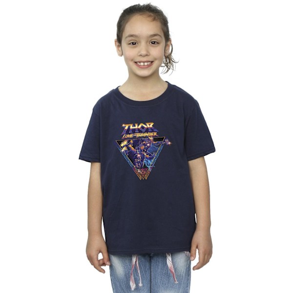 Marvel Girls Thor Love And Thunder Logo Triangle Bomull T-shirt Navy Blue 9-11 Years