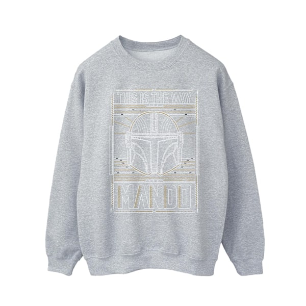 Star Wars The Mandalorian The Way Outline Helm Sweatshirt för män Sports Grey XL