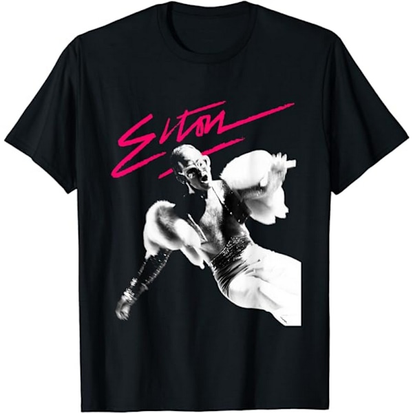 Elton John Unisex Vuxen Borstad Bomull Baktryck T-shirt S Svart Black S
