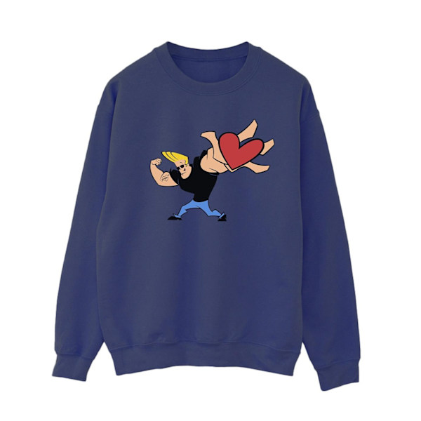 Johnny Bravo Dam/Damer Hjärta Present Sweatshirt XXL Marin Blå Navy Blue XXL