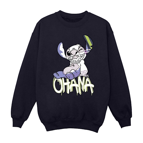 Disney Dam/Kvinnor Lilo Och Stitch Ohana Graffiti Sweatshirt Navy Blue XXL