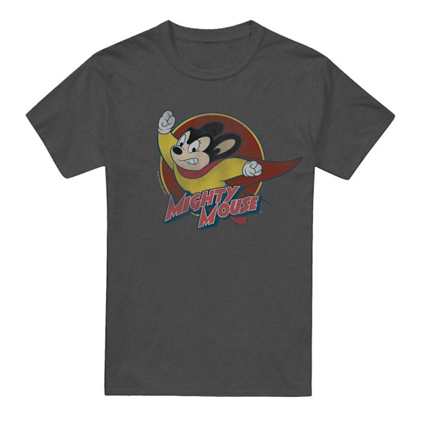 Mighty Mouse Unisex Vuxen Cirkel T-Shirt L Kolgrå Charcoal L