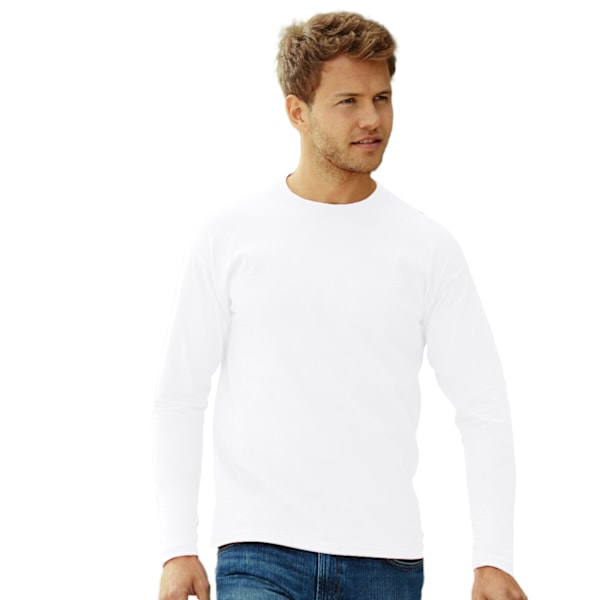 Fruit Of The Loom Mens Valueweight Crew Neck Long Sleeve T-Shir White L