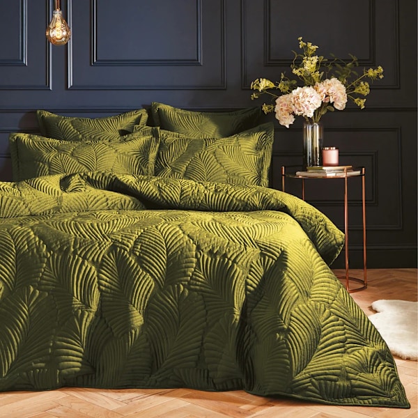 Paoletti Palmeria Sammetsquiltat Täcke Set Superking Moss Moss Superking