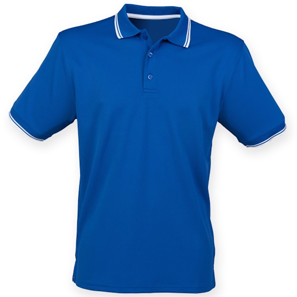 Henbury Coolplus Moisture Wicking Kortärmad Poloskjorta för Herr Royal/White XS