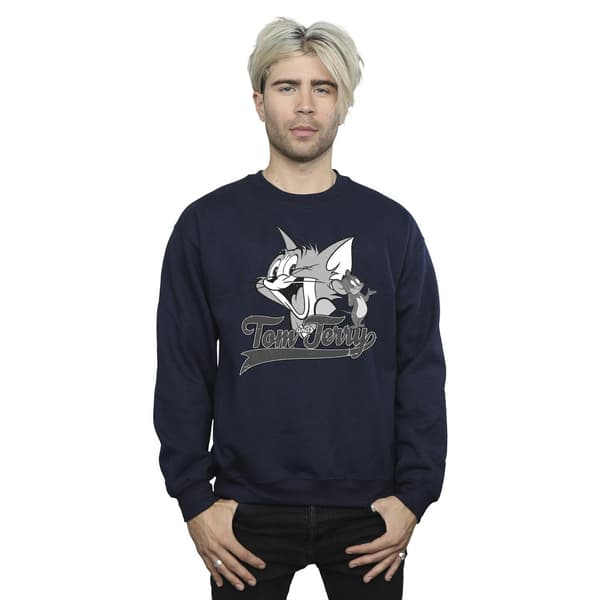 Tom And Jerry Herr Greyscale Square Sweatshirt M Marinblå Navy Blue M
