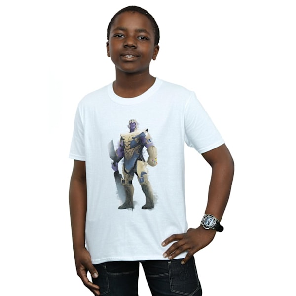 Marvel Pojkar Avengers Endgame Målad Thanos T-Shirt 7-8 År W White 7-8 Years