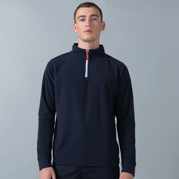Finden & Hales Herr 1/4 Dragkedja Långärmad Pipad Fleece Topp XS Nav Navy/White XS