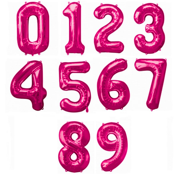 Amscan Supershape Rosa Nummerballonger 1 Rosa Pink 1