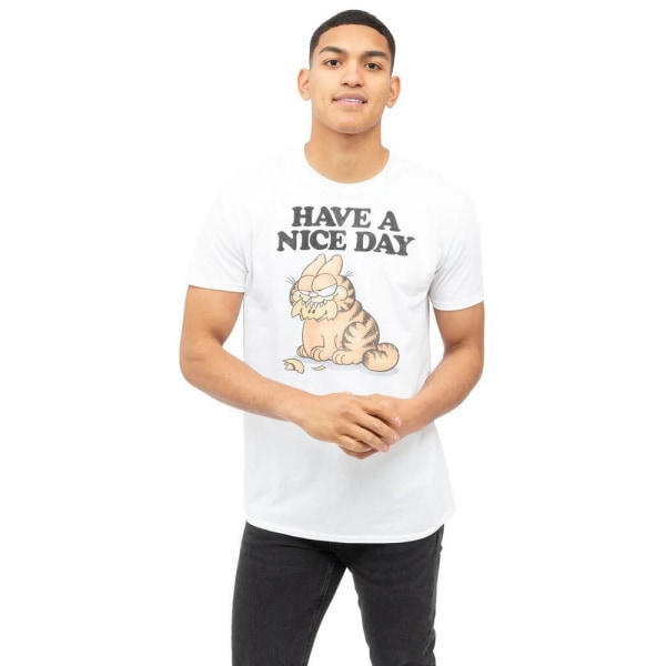 Garfield Mens Have A Nice Day T-shirt L Vit White L