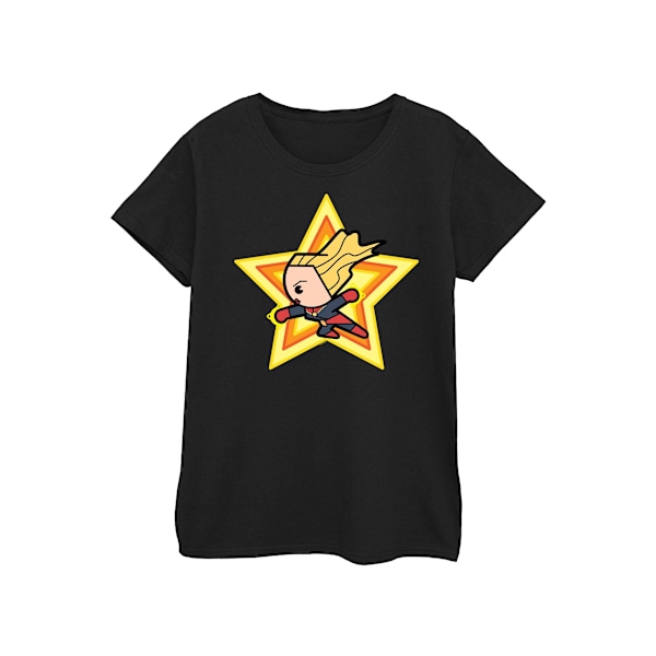 Captain Marvel Dam/Kvinnor Kawaii Bomull T-shirt S Svart Black S