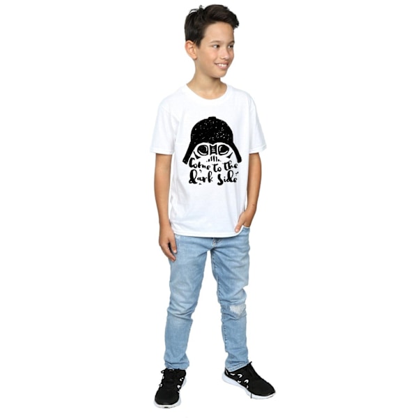 Star Wars Boys Darth Vader Kom Till Den Mörka Sidan Skiss T-shirt White 7-8 Years