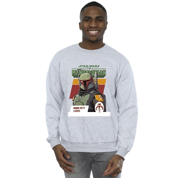 Star Wars The Mandalorian Boba Fett Lives Sweatshirt M Spo för män Sports Grey M