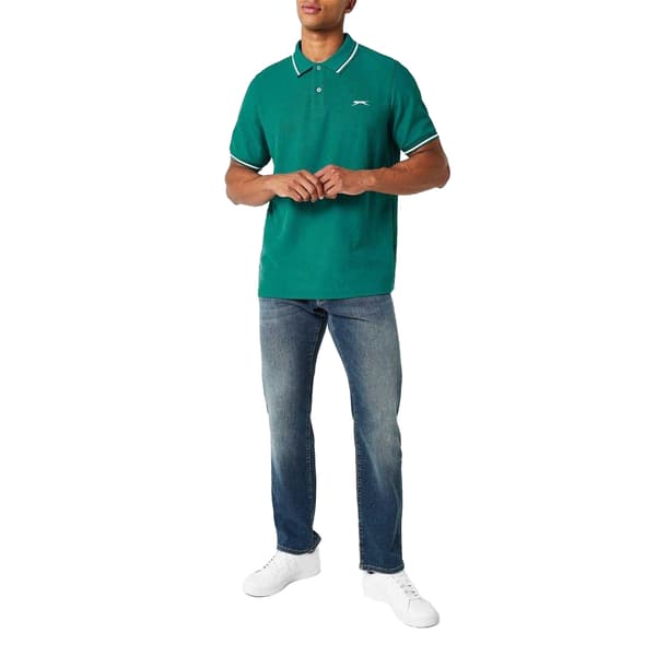 Slazenger Herr Kontrastrandig Pikétröja M Tealblå Teal Blue M