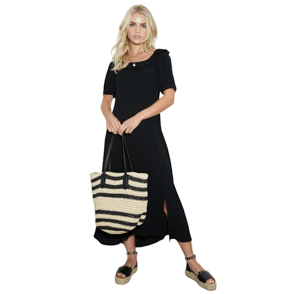Dorothy Perkins Damklänning med Volang vid Halsen, Petite, Storlek 6 UK Black 6 UK