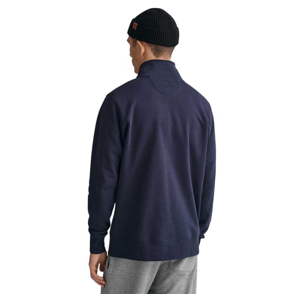 Gant Herrtröja med broderad logotyp, halv dragkedja, M Evening Blue Evening Blue M