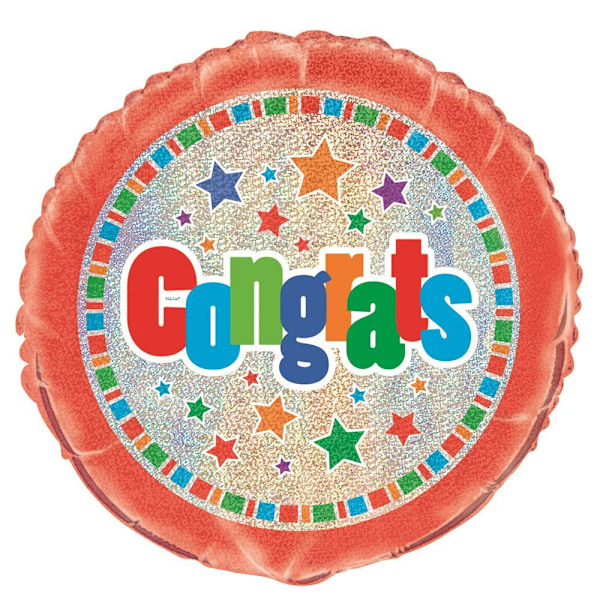 Unique Party Congrats Stars Folieballong En Storlek Flerfärgad Multicoloured One Size