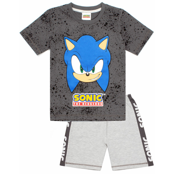 Sonic The Hedgehog Boys Gaming Kort Pyjamas Set 4-5 År Grå Grey 4-5 Years