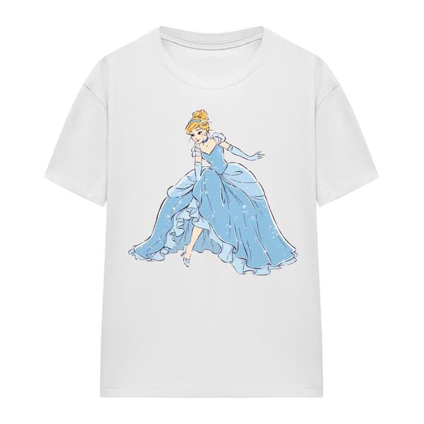 Cinderella Dam T-shirt med Glitter L Vit White L