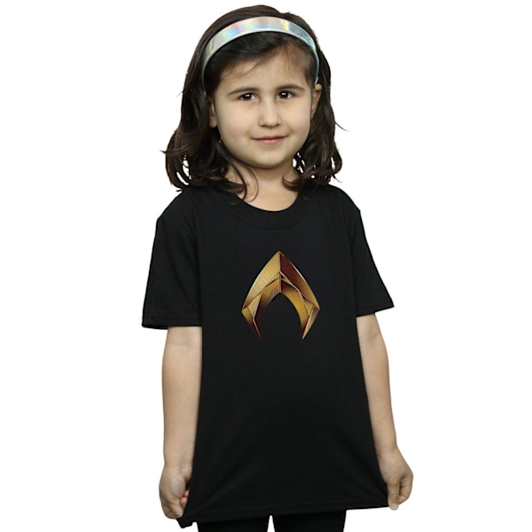 DC Comics Girls Aquaman Emblem Bomull T-shirt 7-8 år Svart Black 7-8 Years