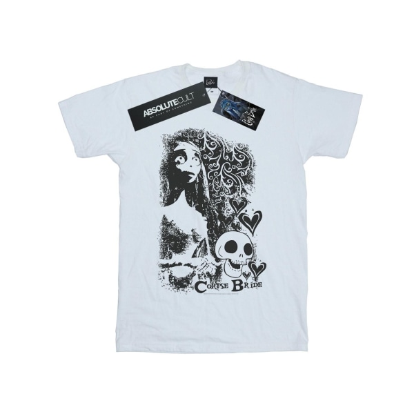Corpse Bride Dam/Dam Skalle Logotyp Pojkvän T-shirt i bomull White XL