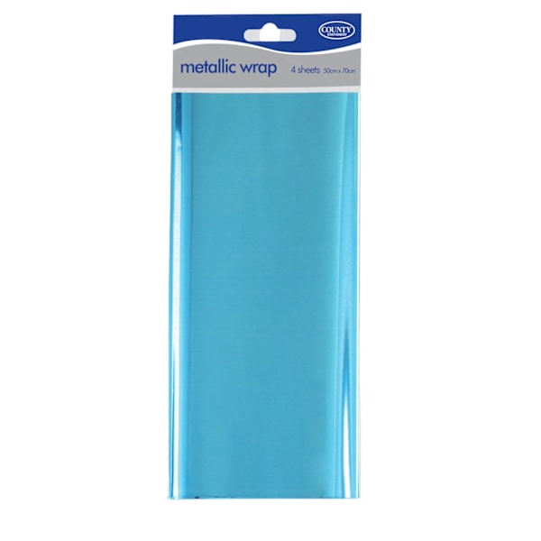 County Metallic Presentpapper (4-pack) One Size Blå Blue One Size