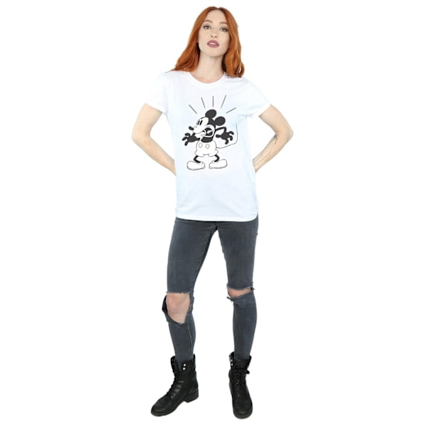 Disney Dam/Damer Mickey Mouse Rädd Bomull Pojkvän T-shirt White XL