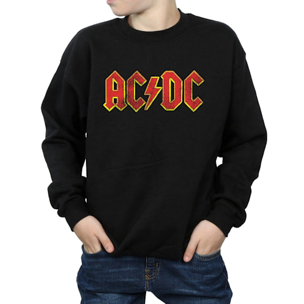 AC/DC Pojkar Distressed Logotyp Sweatshirt 7-8 År Svart Black 7-8 Years