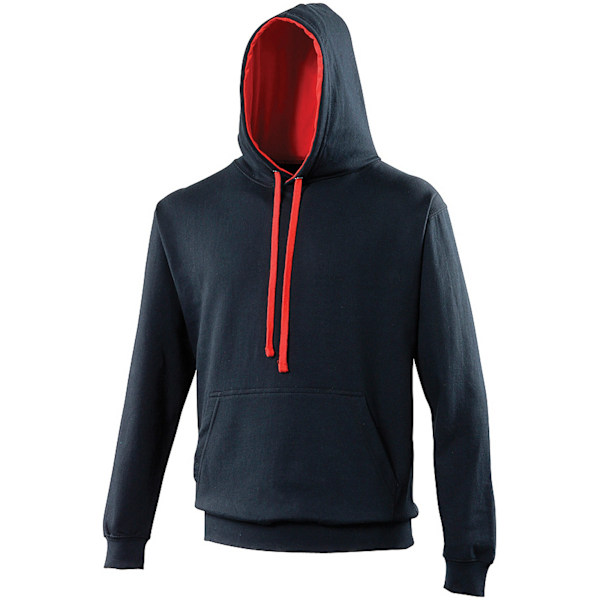 Awdis Varsity Hooded Sweatshirt / Hoodie 2XL Ny Fransk Marinblå/Eldröd New French Navy/Fire Red 2XL