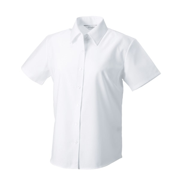 Russell Collection Dam/Kvinnors Oxford Skräddarsydda Kortärmad White 8 UK